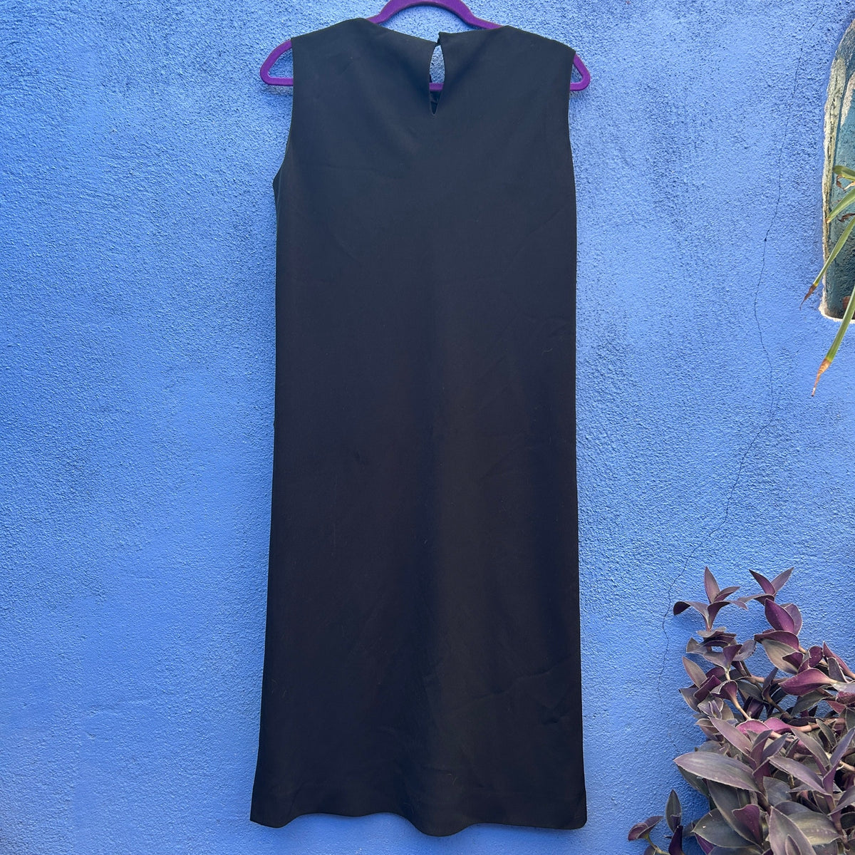 kriza vintage wool blend sleeveless black shift dress