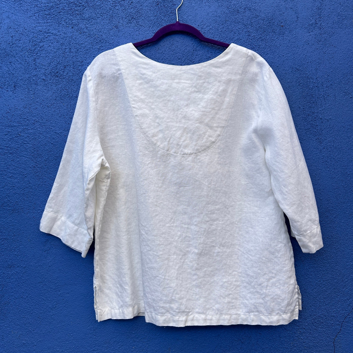 coldwater creek white linen lagenlook top