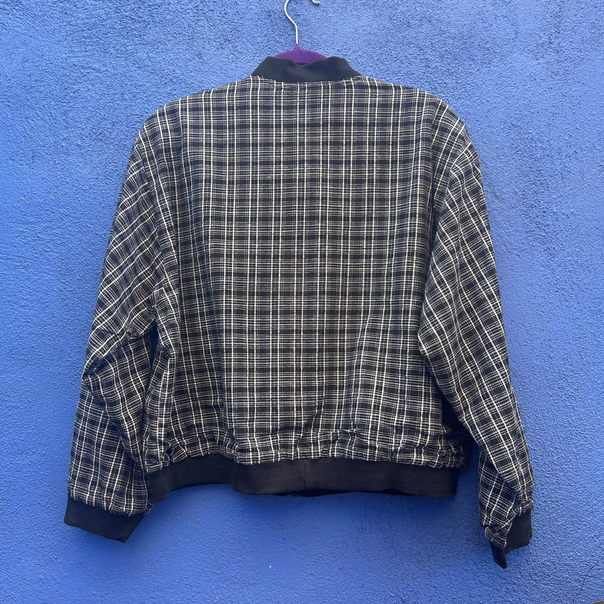 vintage 90s ride plaid cotton bomber jacket