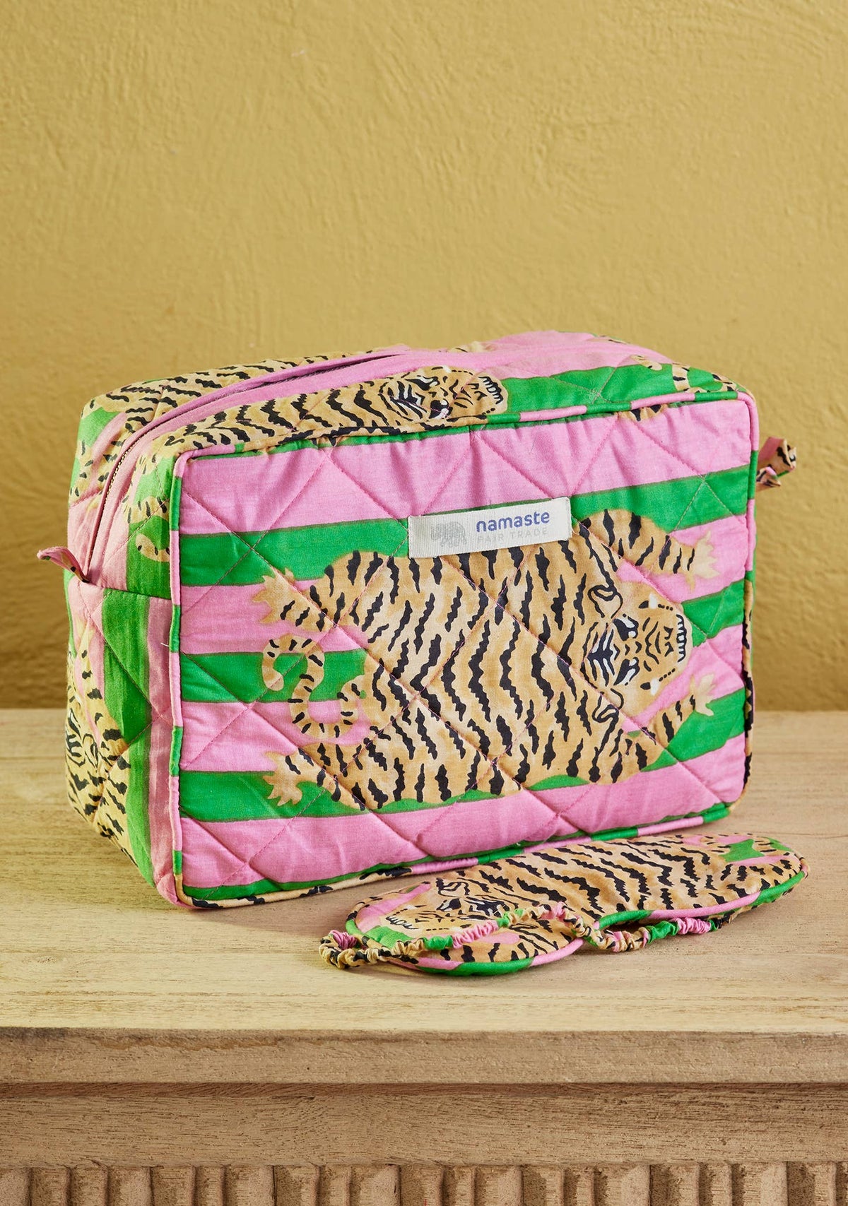 Namaste | Tiger Stripe Wash Bag Pink Green