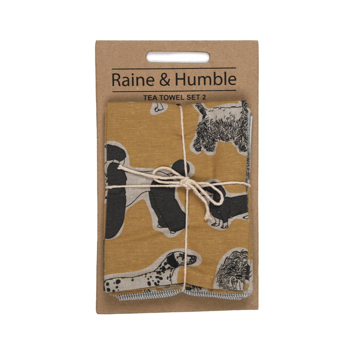 Dog Print Yellow Sunset Tea Towel Set of 2 | Raine & Humble