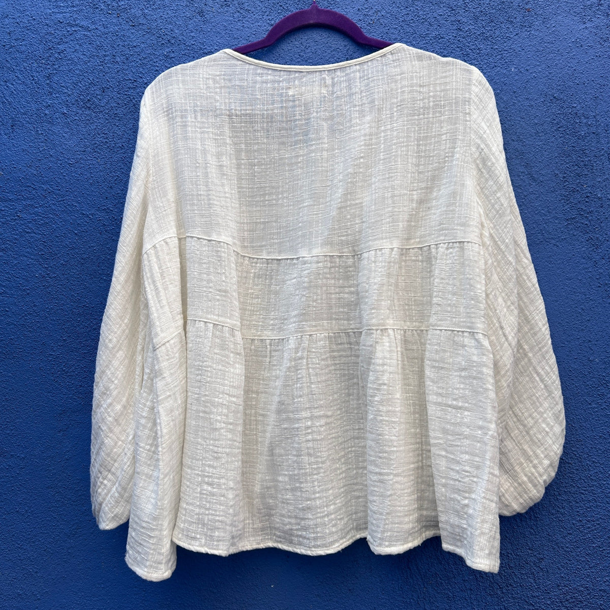 max studio tiered gauze cotton top