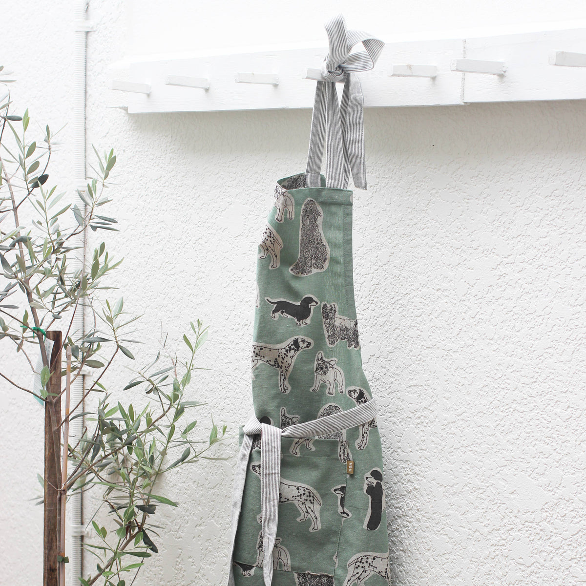 Aqua Storm Dog Print Apron Standard Tie style | Raine & Humble