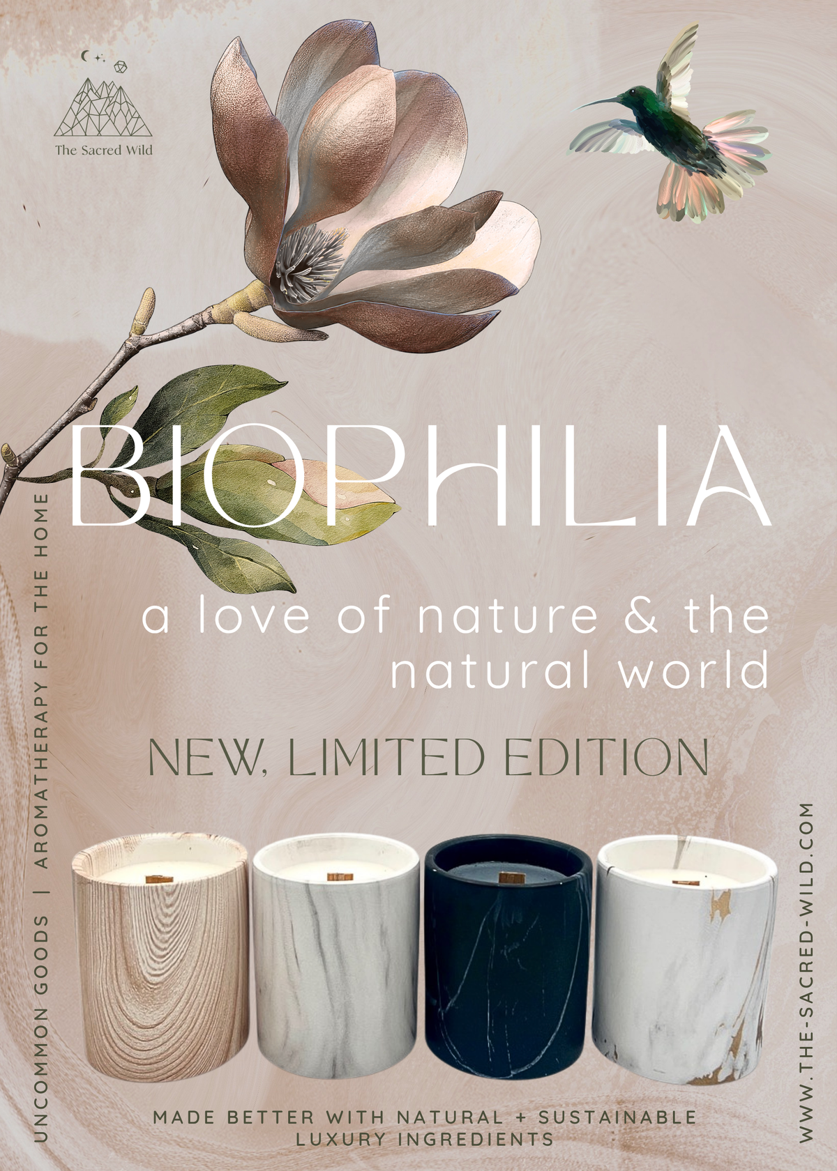 Biophilia:  Gold & White Marble Labdanum Scented Candle | The Sacred Wild Candle Co