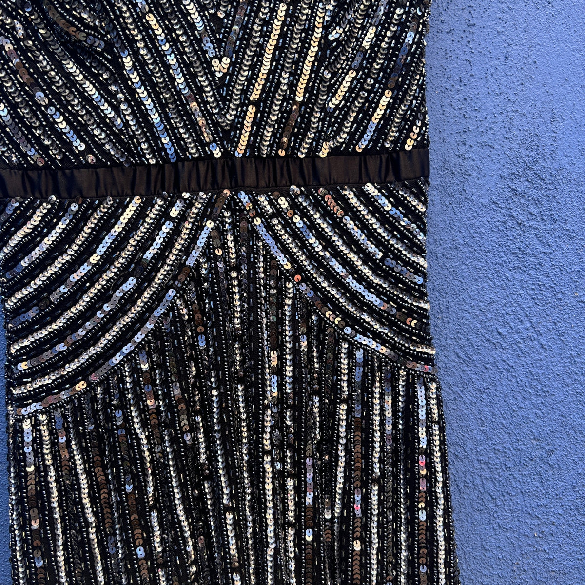 adrianna papell sequin and bead embellished evening gown