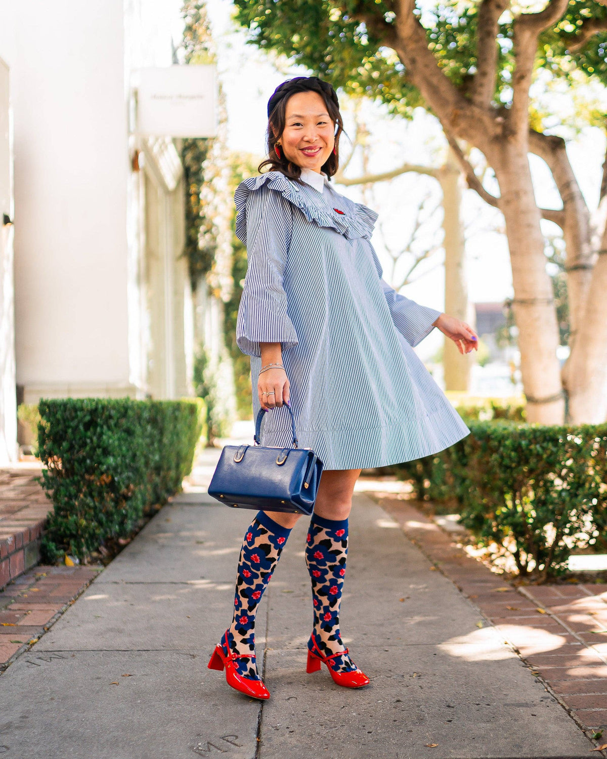 Bold Blue Sheer Knee High Sock | Sock Candy