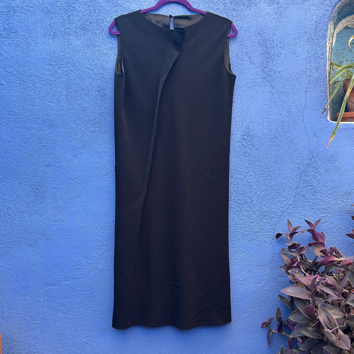 kriza vintage wool blend sleeveless black shift dress