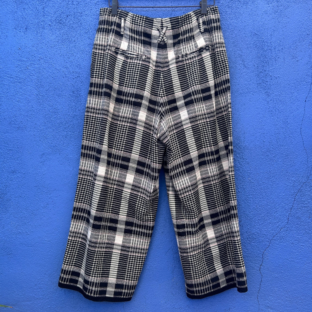 Anthropologie Et:itwa Luca Wide Leg Texturted Academia Plaid Cropped Pant