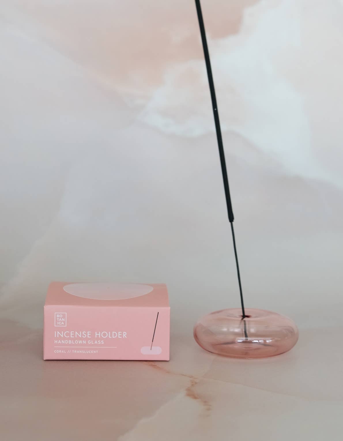 BOTANICA | Glass Bubble Incense Holder - Coral Pink