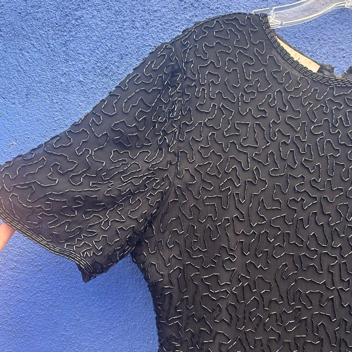 vintage laurence kazar beaded silk cocktail dress