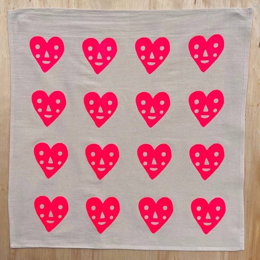 Heart screenprinted tea towel | Nice life