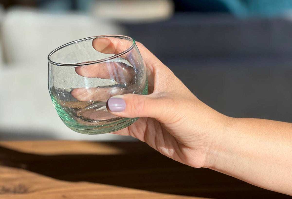 Clear Moroccan Stemless Goblet  | Verve Culture