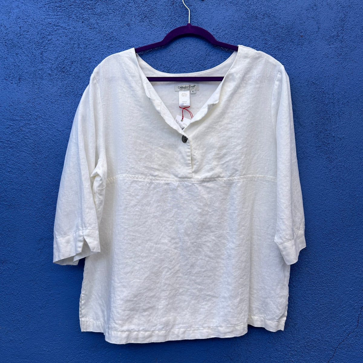 coldwater creek white linen lagenlook top