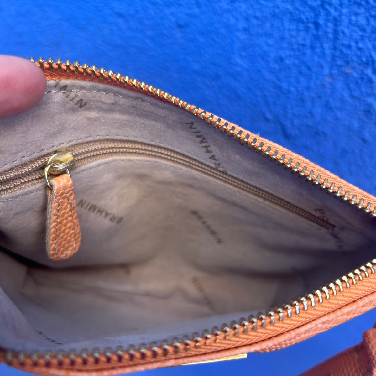 brahmin peach pebble leather wristlet