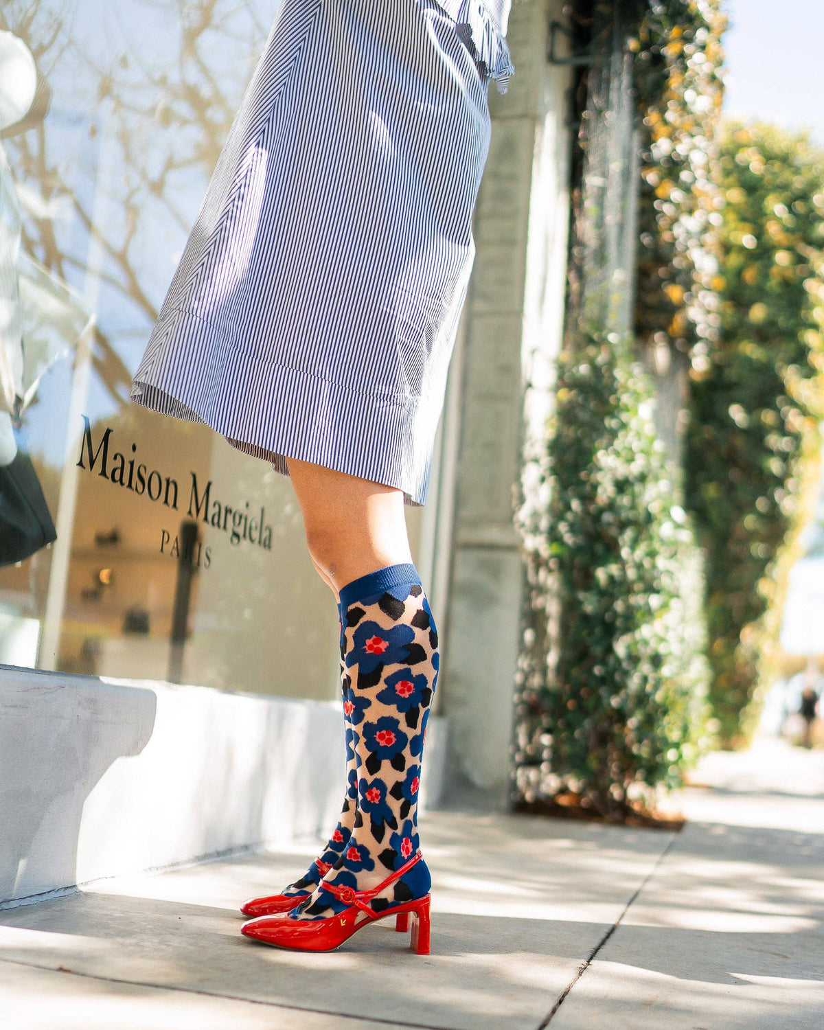 Bold Blue Sheer Knee High Sock | Sock Candy