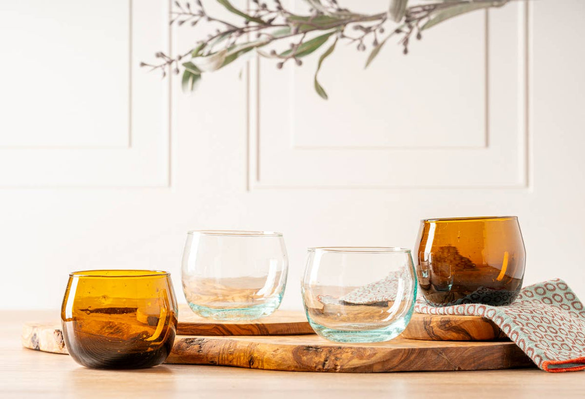 Clear Moroccan Stemless Goblet  | Verve Culture