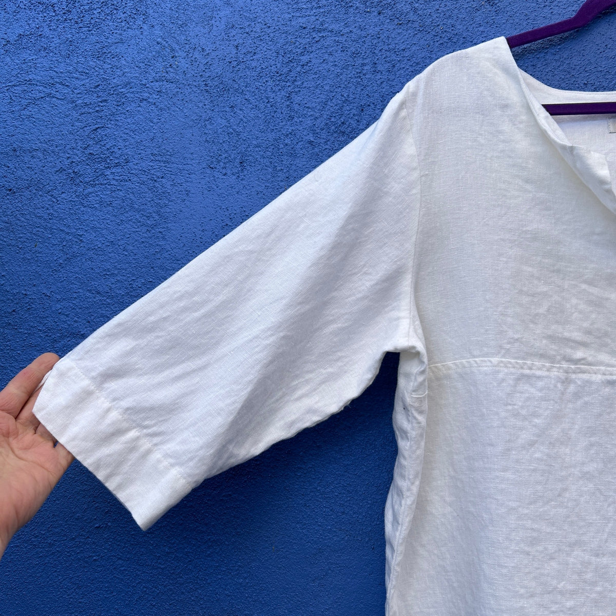 coldwater creek white linen lagenlook top