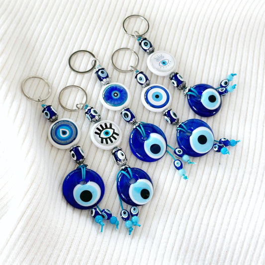 Blue Evil Eye Keychain Handmade, Evil Eye Keychain Favors | Evileyefavor