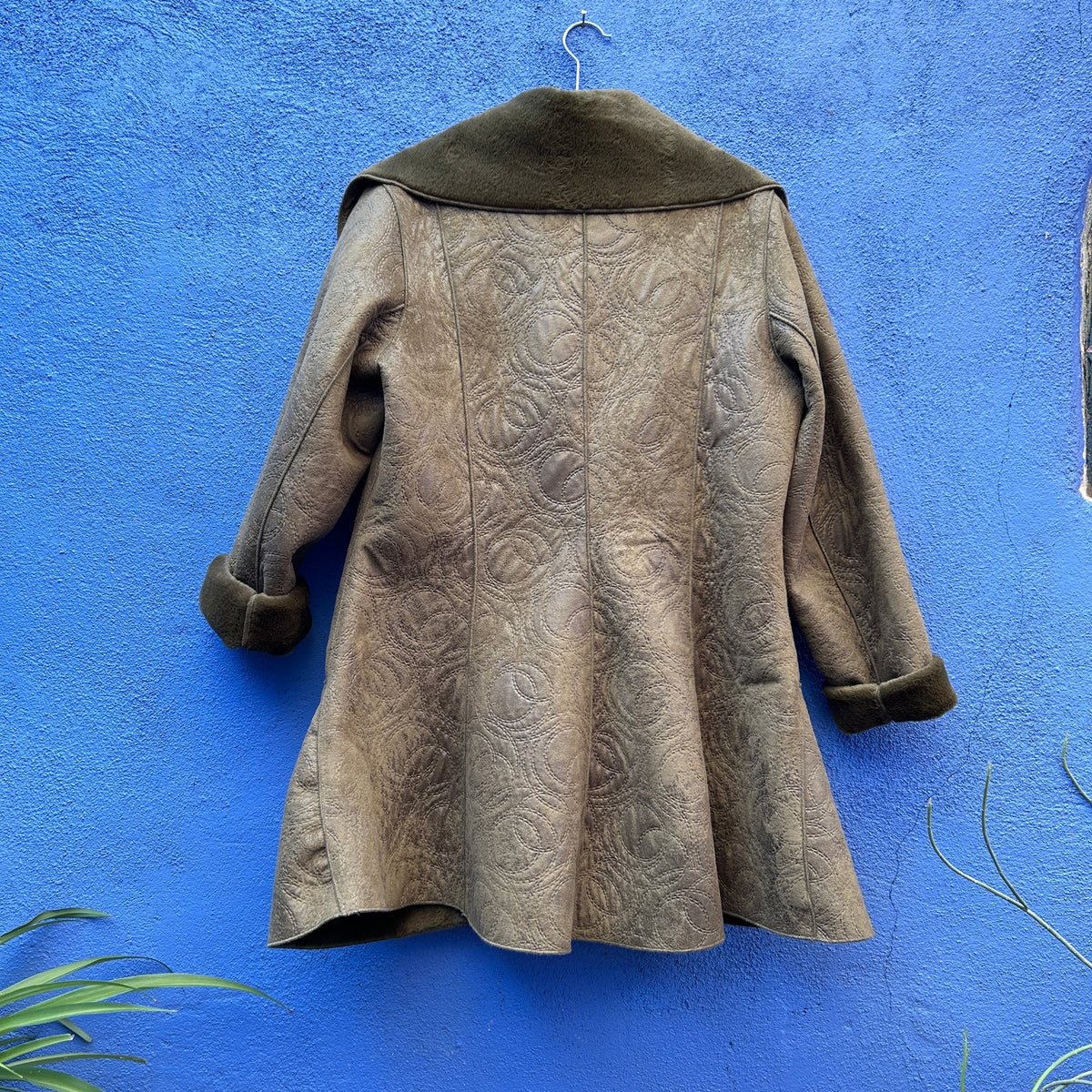 bryn walker quilted distressed suede fur lined lagenlook coat