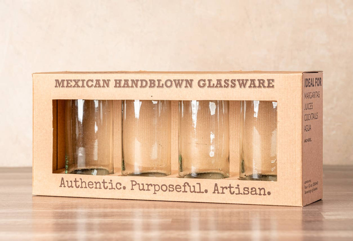 Handblown Mexican Highball Glasses - Clear | Verve Culture