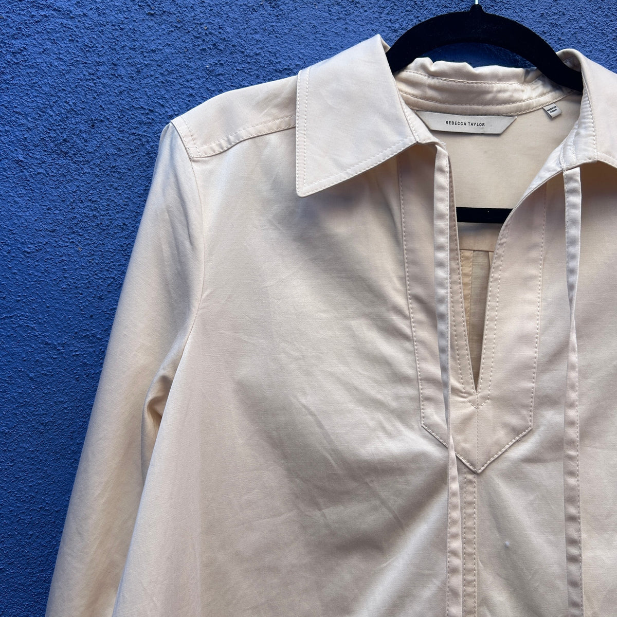 rebecca taylor cream cotton blend popover shirtdress tunic