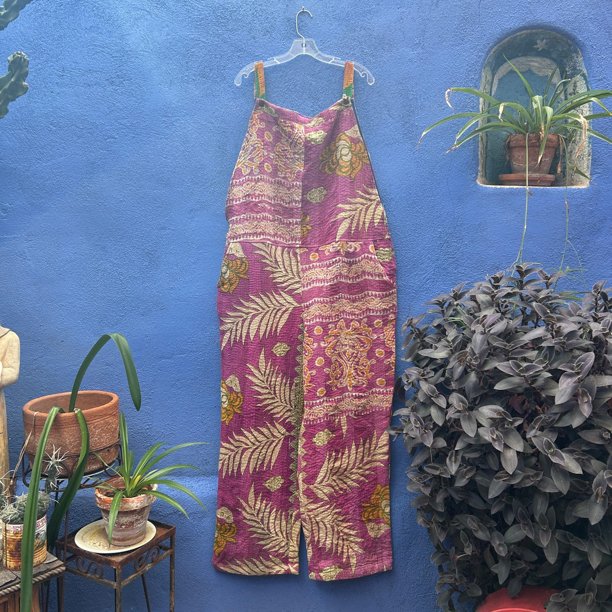 earthbound recycled kantha quilt overalls