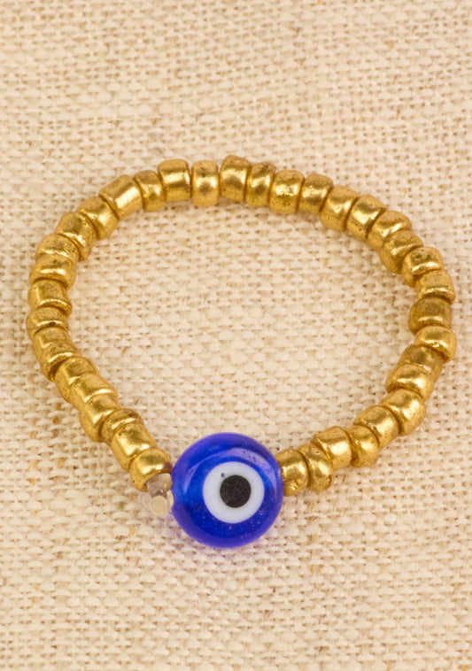 Evil Eye Gold Bead Ring | Namaste