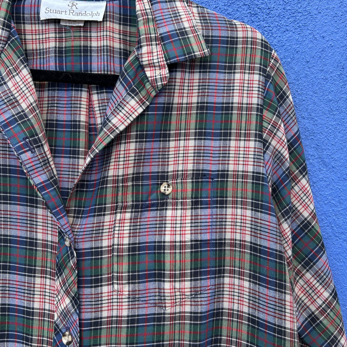 vintage 70s 80s stuart randolph plaid button front shirt dress