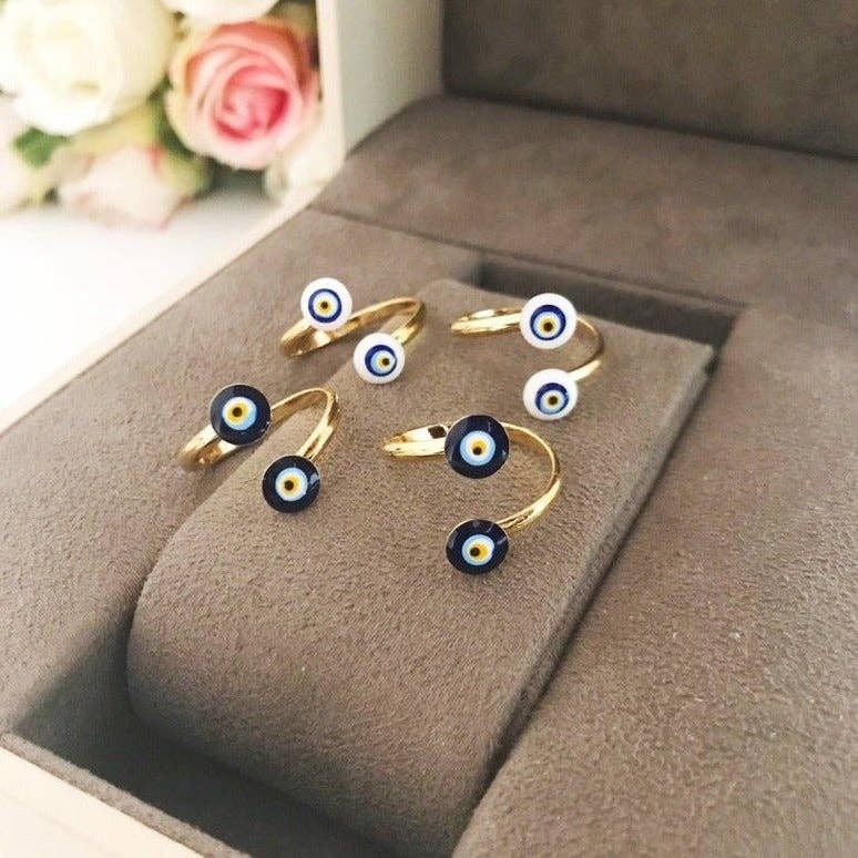 Dainty Evil Eye Blue Ring | Evileyefavor