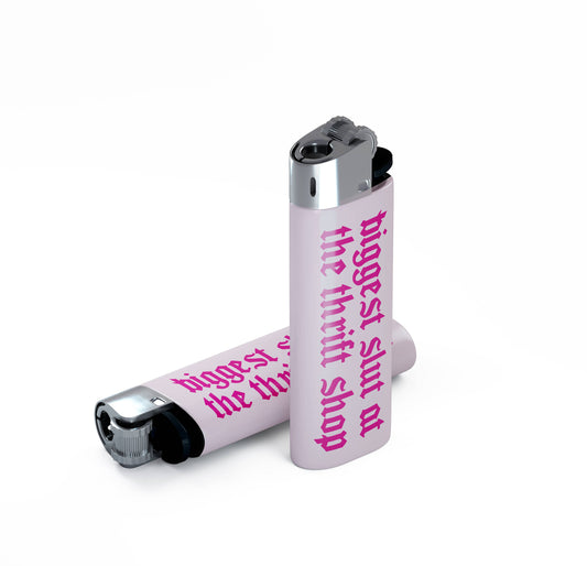 Biggest Slut At The Thrift Shop Pink Lighter | jeganmones