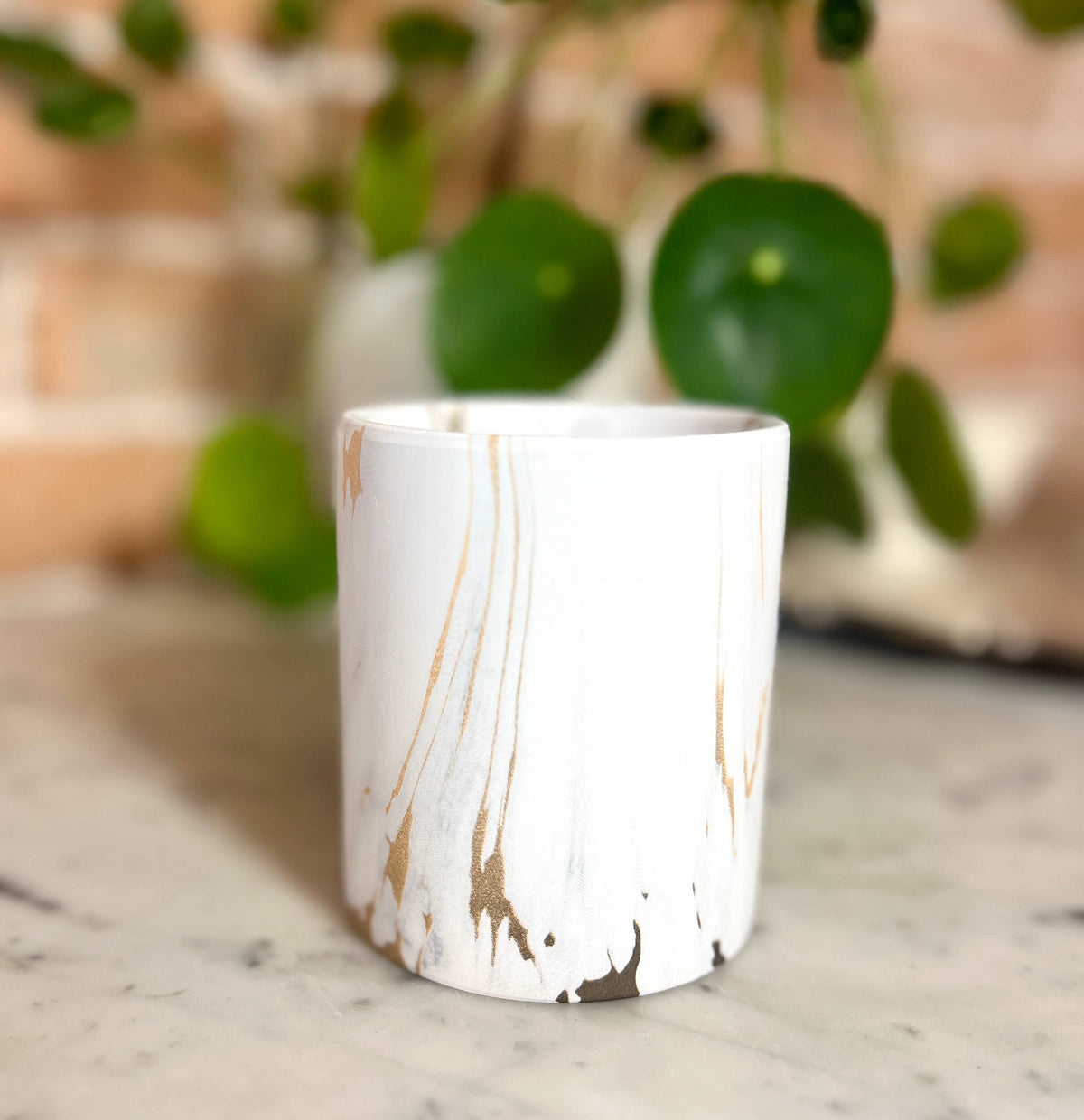 Biophilia:  Gold & White Marble Labdanum Scented Candle | The Sacred Wild Candle Co