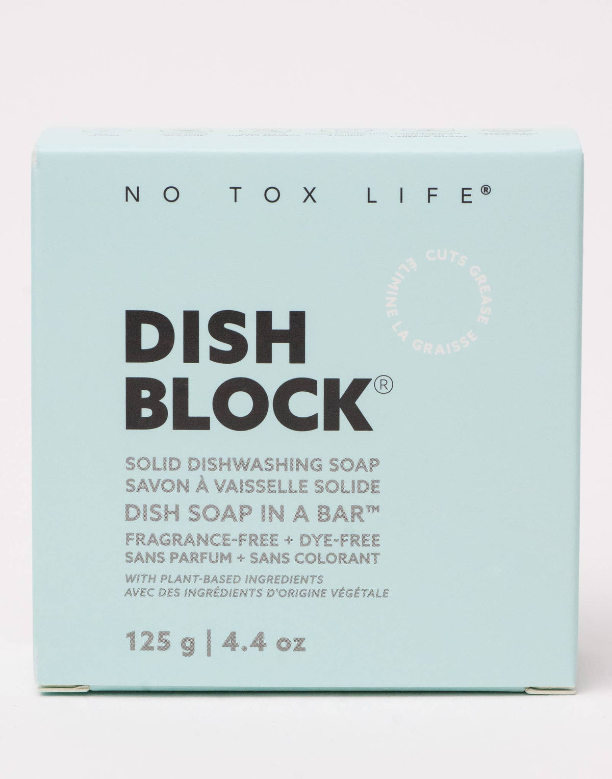 DISH BLOCK® solid dish soap 4.4oz | 125g Fragrance Free - No Tox Life