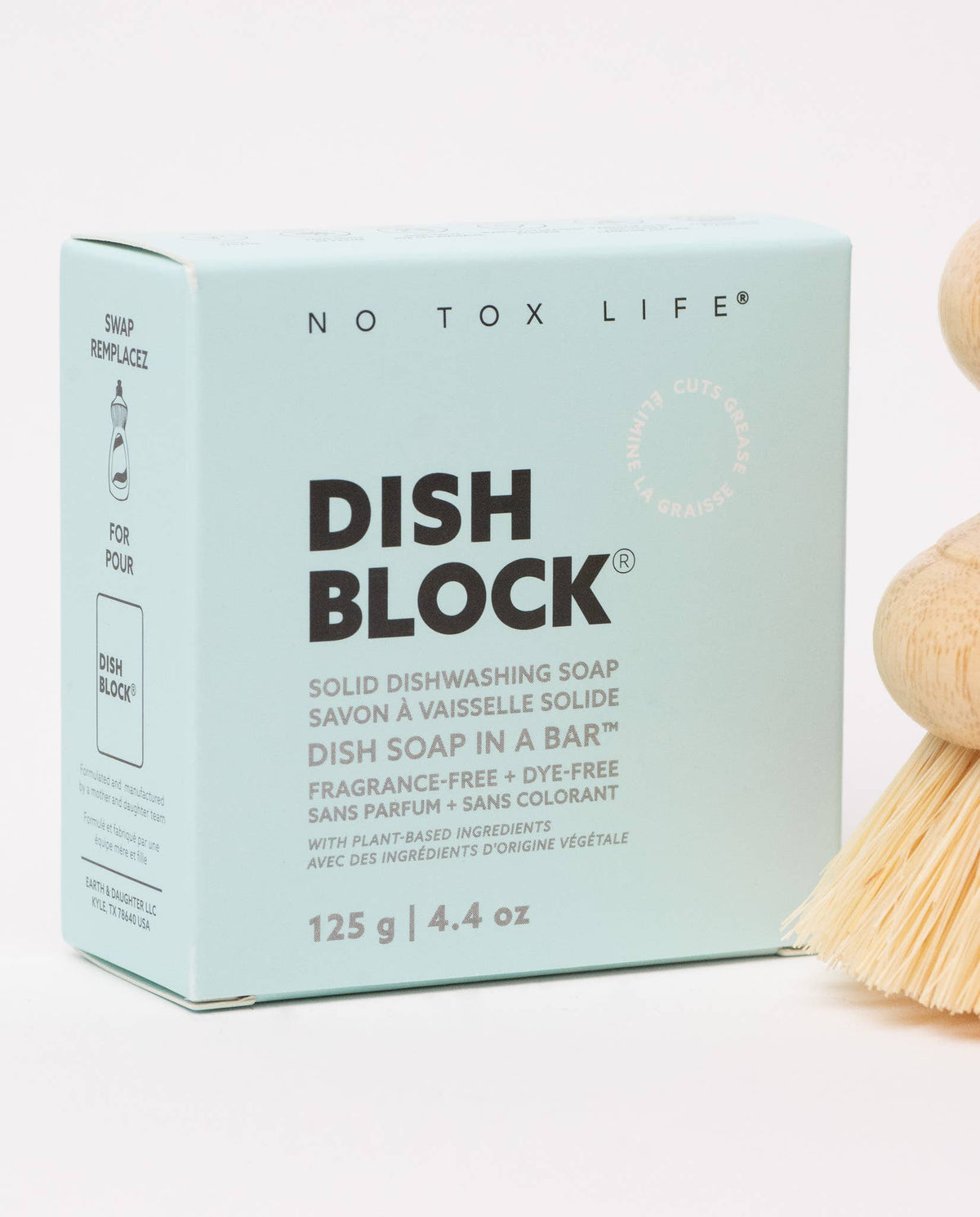 DISH BLOCK® solid dish soap 4.4oz | 125g Fragrance Free - No Tox Life