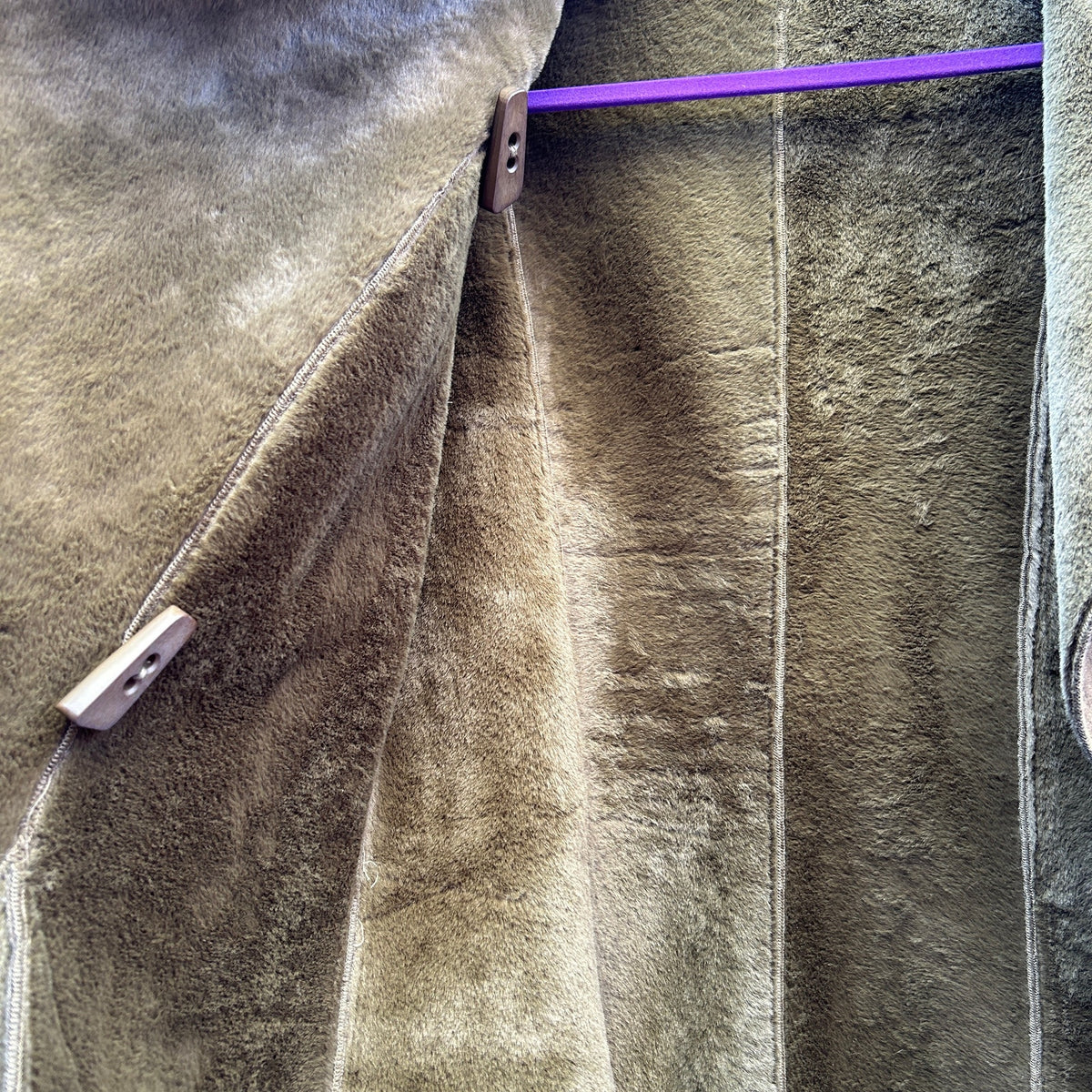 bryn walker quilted distressed suede fur lined lagenlook coat