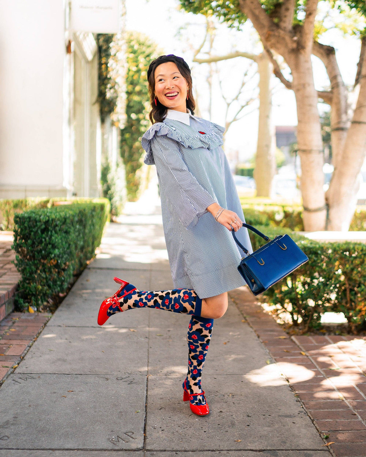 Bold Blue Sheer Knee High Sock | Sock Candy