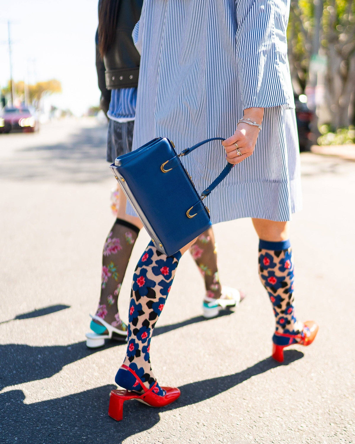 Bold Blue Sheer Knee High Sock | Sock Candy