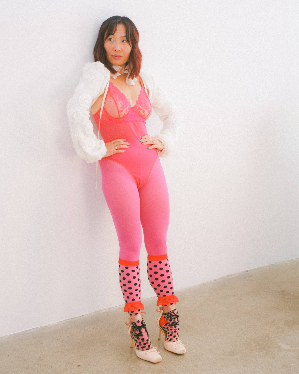 Polka Dot Bow Knee High Sheer Sock | Sock Candy