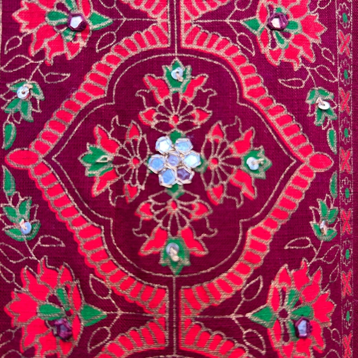 Burgundy Indian Mixed Print Boho Maxi Dress